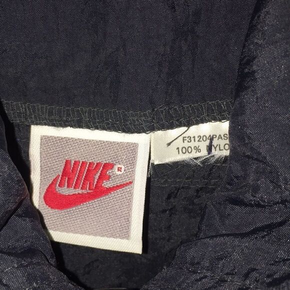 Vintage NIKE AIR retro Nylon Black Blue stripe hoodie hooded jacket-M oversize - Picture 7 of 10